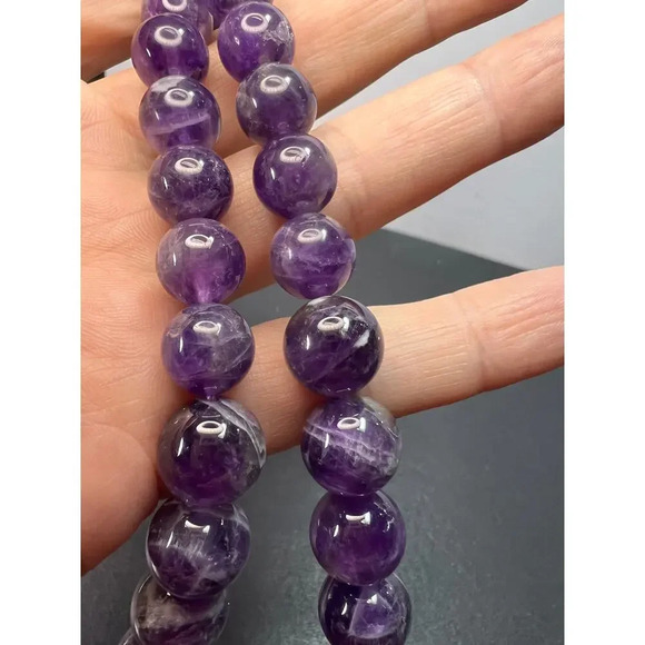 Bi color chevron dream amethyst necklace with sterling silver clasp - Picture 4 of 11